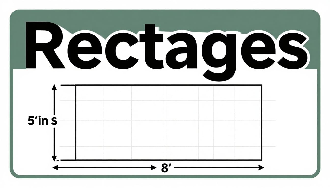 Clean illustration of a rectangle on graph paper with arrows marking 8-inch length and 5-inch width, perimeter path traced around the edge, and area shaded inside.