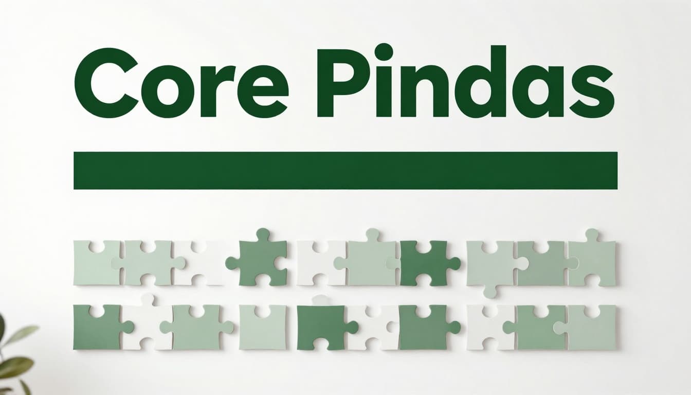 Illustration of breaking down a complex problem into smaller parts using blocks or puzzle pieces on a clean whiteboard in a bright room, topped with a bold 'Core Principles' headline.