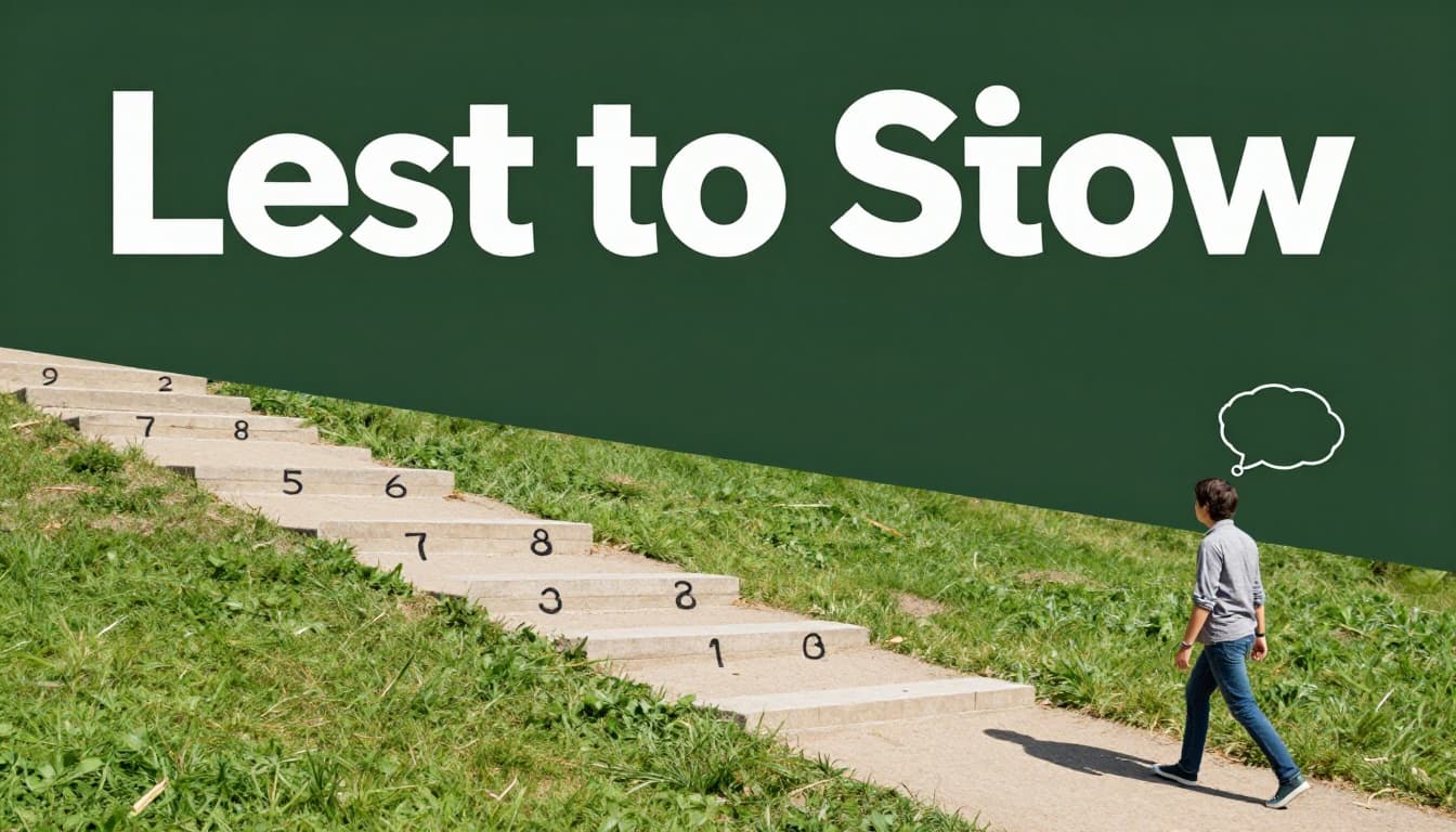 A confident person walks on a park path with ascending steps representing sequential numbers in left-to-right mental addition, featuring a subtle thought bubble with partial sums, in a bright illustrative style under daylight.